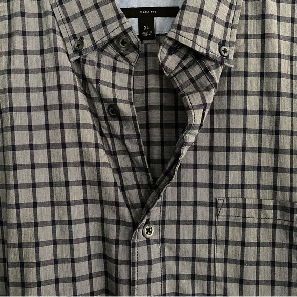 Banana Republic custom 078 wash shirt slim fit gray/black buttoned down size XL - Picture 4 of 5